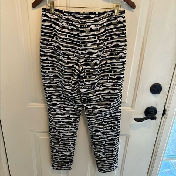 J McLaughlin Dress Pants Black Gold White Geometric Patterned size 0 - Picture 5 of 6
